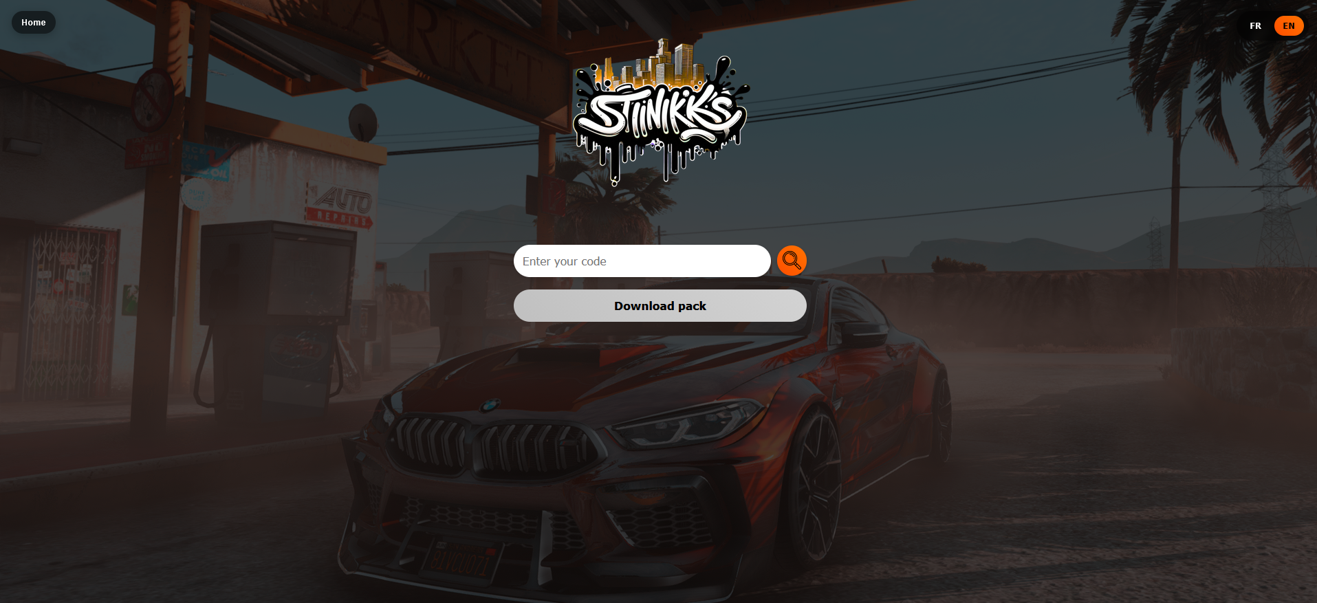 Page de téléchargement du site Stinkk Pack